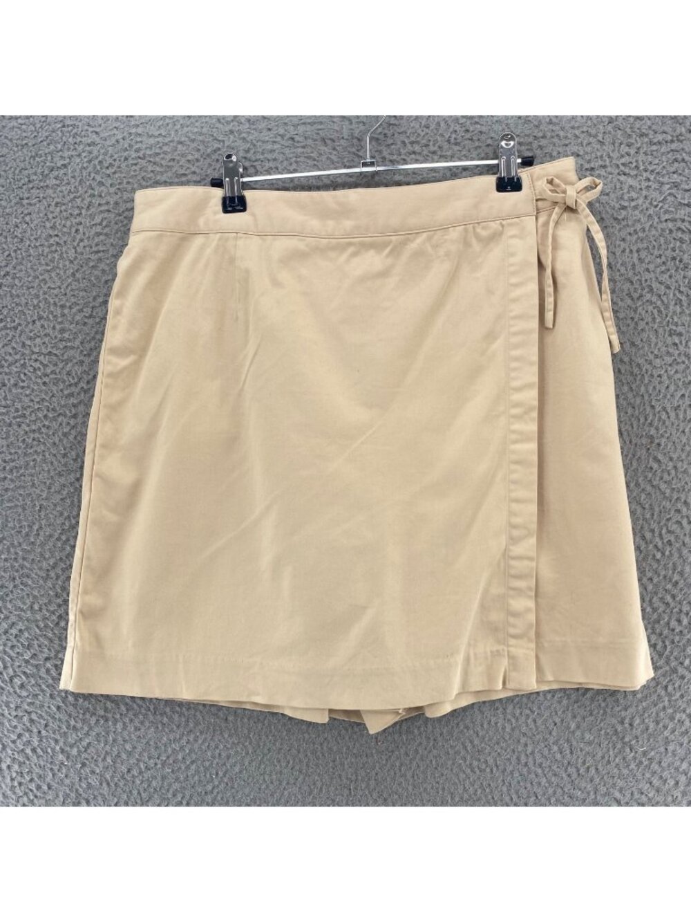 Talbots Skort Womens 14 Beige Stretch Cotton Mini Wrapped Tied Casual Everyday*